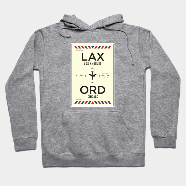 LAX to ORD Airport / Los Angeles to Chicago Hoodie by Poptastic